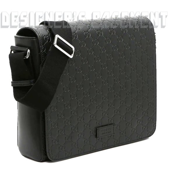 GUCCI black Micro Guccissima embossed leather Messenger crossbody shoulder Bag - Picture 4 of 8